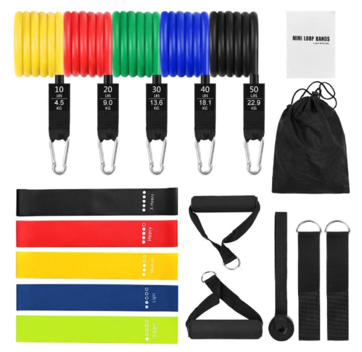 🔥 Rally Resistance Bands Set (11 PCS) – Build Strength & Flexibility with Pro-Grade Latex Tubes